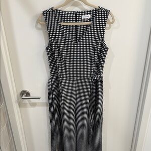 Calvin Klein Black and White Sleeveless V-Neck Jumpsuit